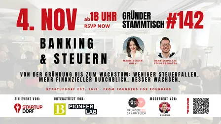 Gründerstammtisch No. 142 - Banking & Steuern für Startups