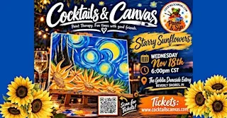 STARRY SUNFLOWERS Cocktails and Canvas Fun Fall Paint & Sip Art Event