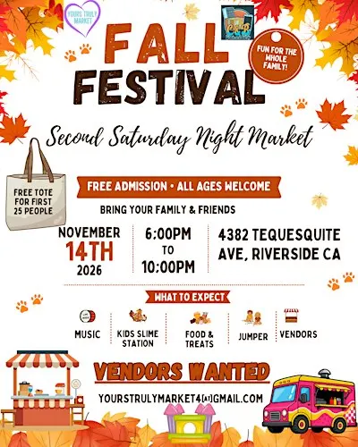 Fall Festival Riverside Night Market with music, goodvibes & amazing vendor