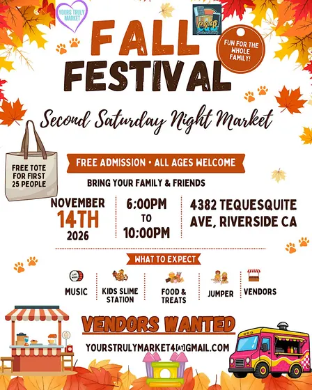 Fall Festival Riverside Night Market with music, goodvibes & amazing vendor