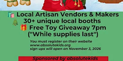 Christmas Market and toy give away vendor Market with photos with Mr. green