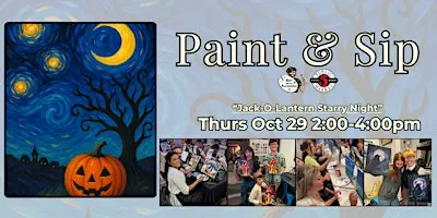 Paint & Sip in Eugene, Oregon  “Jack-O-Lantern Starry Night”