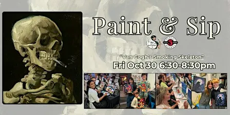 Paint & Sip in Eugene, Oregon “Van Gogh’s Smoking Skeleton”