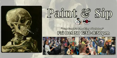 Paint & Sip in Eugene, Oregon “Van Gogh’s Smoking Skeleton”