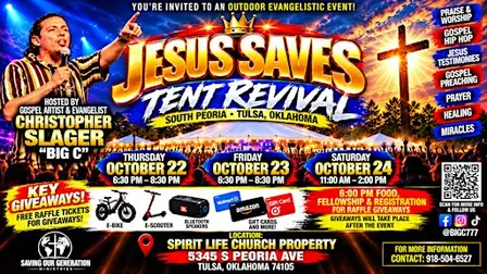 JESUS SAVES TENT REVIVAL SOUTH PEORIA TULSA