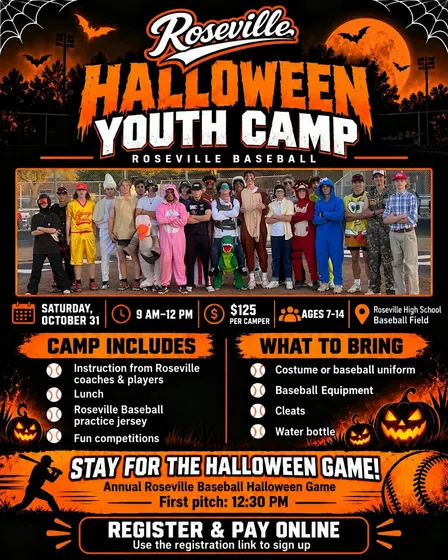 Roseville Baseball Halloween Youth Camp