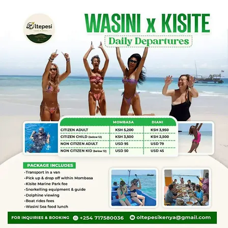 Daily departures from Mombasa & Diani  From KSh 3,950