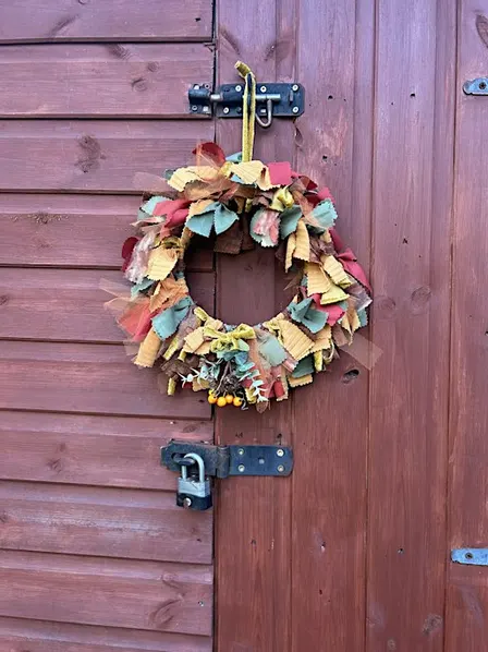 Autumnal rag rug wreath