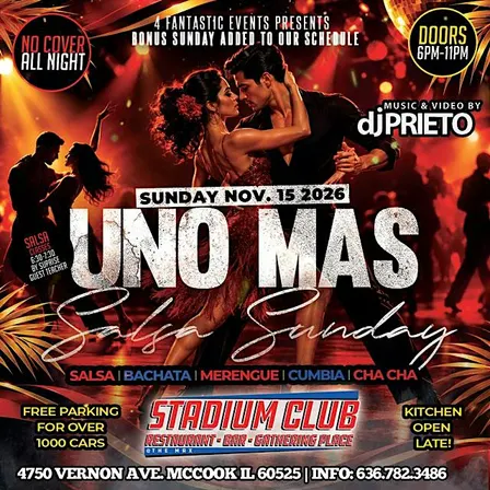 UNO MÁS SALSA SUNDAY @ STADIUM CLUB