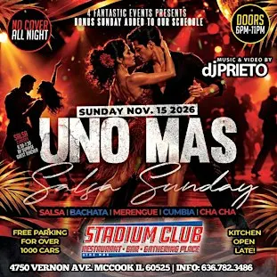 UNO MÁS SALSA SUNDAY @ STADIUM CLUB