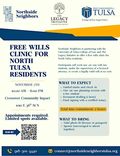 Free Wills Clinic for North Tulsa Residents