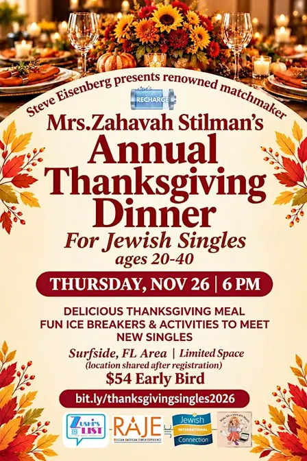 Annual Thanksgiving Dinner for Jewish Singles