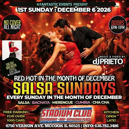 RED HOT SALSA SUNDAY @ STADIUM CLUB