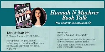 Hannah N Maehrer Book Talk