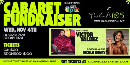 Cabaret Fundraiser for Miami Beach PRIDE at YUCA105!