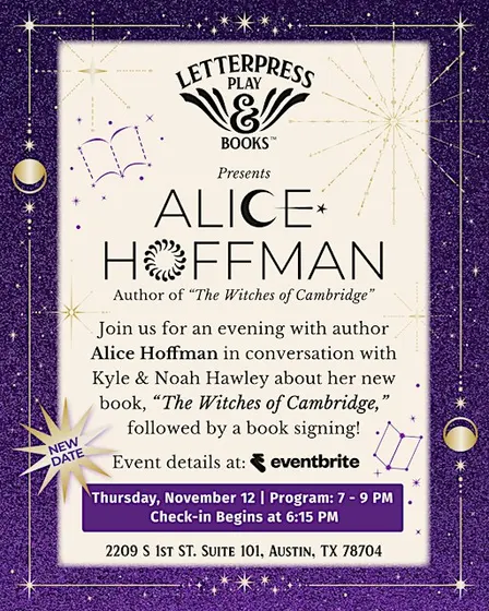 Letterpress Play & Books Presents: Alice Hoffman