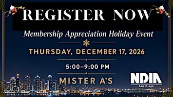 NDIA SD Membership Meeting & Appreciation Holiday  Party-SPONSORSHIP