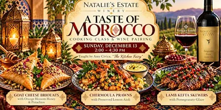 Moroccan Appetizer Cooking Class paired with Natalie's Estate wines