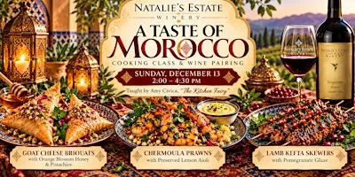 Moroccan Appetizer Cooking Class paired with Natalie's Estate wines