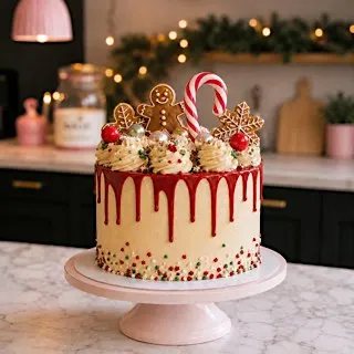 Christmas Cake-  Stapeln, Einstreichen, dekorieren
