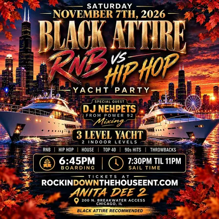 R&B Vs Hip Hop Black Attire Yacht Party (3 Levels) Chicago