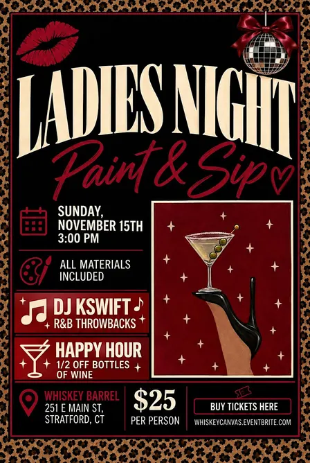 Ladies Night Paint & Sip at Whiskey Barrel | DJ & R&B Throwbacks