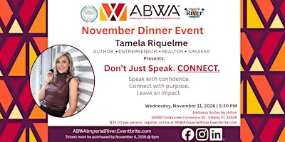 ABWA Imperial River November 11 Dinner Event