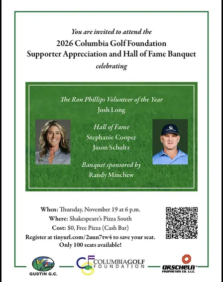 Columbia Golf Foundation sponsor, supporter, and Hall of Fame Banquet