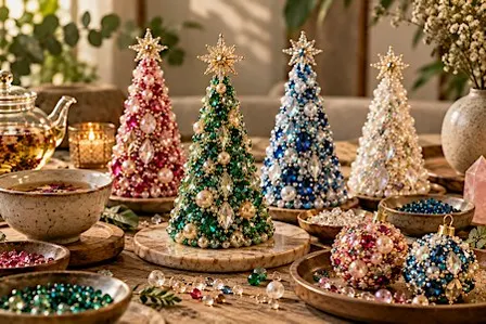 A Little Holiday Sparkle: Tea & Jeweled Tree Making