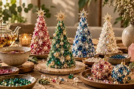A Little Holiday Sparkle: Tea & Jeweled Tree Making