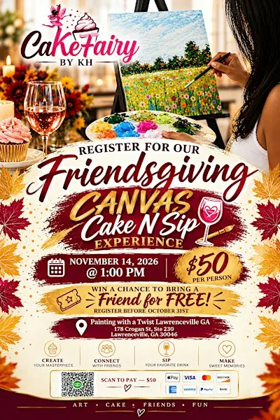 Cakefairy Presents Friendsgiving Canvas Cake-n-Sip Experience
