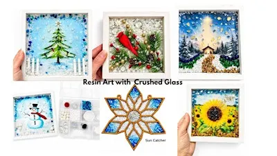 Crushed Glass & Resin Framed Art