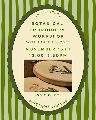 Botanical Embroidery Workshop with Lauren Snyder