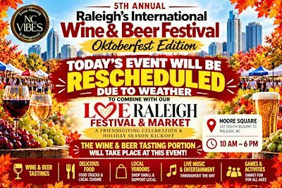 Raleigh's 5th Annual International Wine & Beer Oktoberfest! FREE Admission