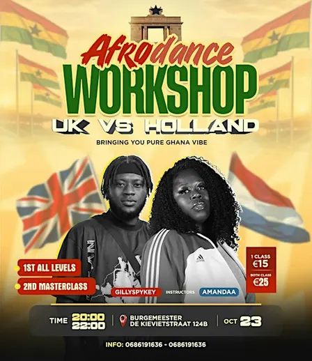 Afrodance workshop Uk vs Holland