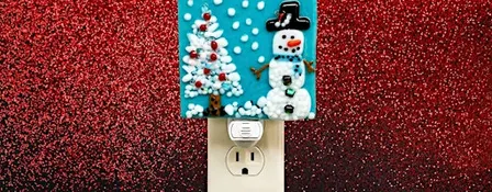 Snowman Glass Fused make a nightlight, suncatcher or tea-light