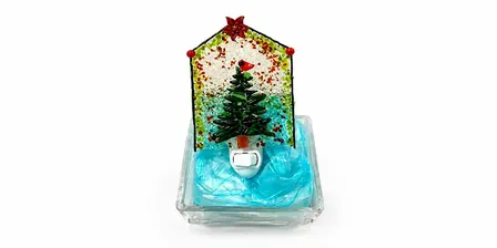 Glass  Fused  Christmas tree 4 1/2 " tall., Nightlight, Suncatcher or Tea ;