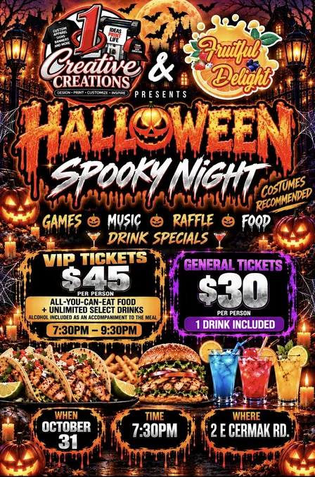 COSTUME HALLOWEEN PARTY/ALL YOU CAN EAT AND DRINK (ALCOHOL) 7:30-9:30PM