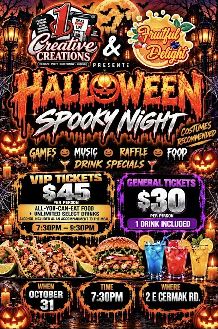 COSTUME HALLOWEEN PARTY/ALL YOU CAN EAT AND DRINK (ALCOHOL) 7:30-9:30PM
