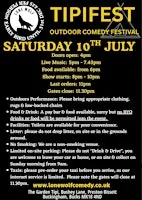 EARLY BIRD TIPI FEST TICKETS: OUTDOOR COMEDY NIGHT, SATURDAY 10th JULY 2027