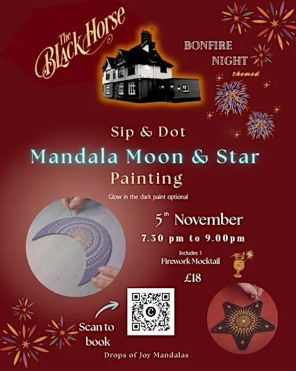 Mandala Moon & Star Painting -The Black Horse