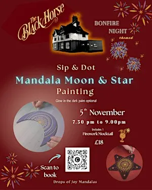 Mandala Moon & Star Painting -The Black Horse