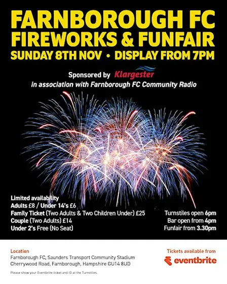 Farnborough Football Club Fireworks & Funfair