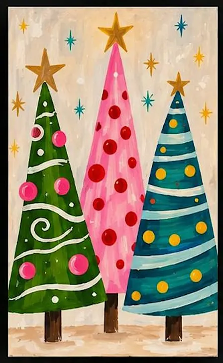 RETRO CHRISTMAS PAINT PARTY — CHOOSE YOUR PAINTING!