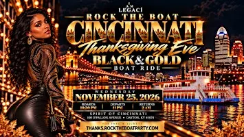 Rock The Boat Cincinnati 2026 | Thanksgiving Eve Black & Gold Boat Party