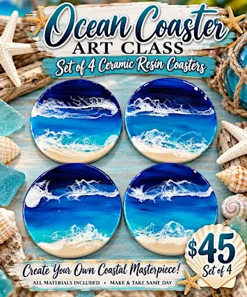 Coastal Coaster Set - Painting & Resin Class