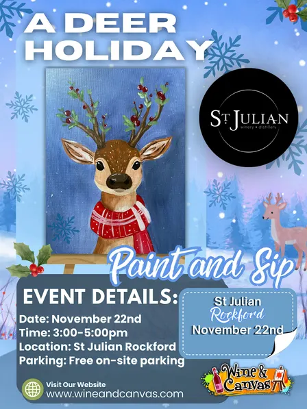 A Deer Holiday-11x14-St Julian-Rockford-Paint and Sip