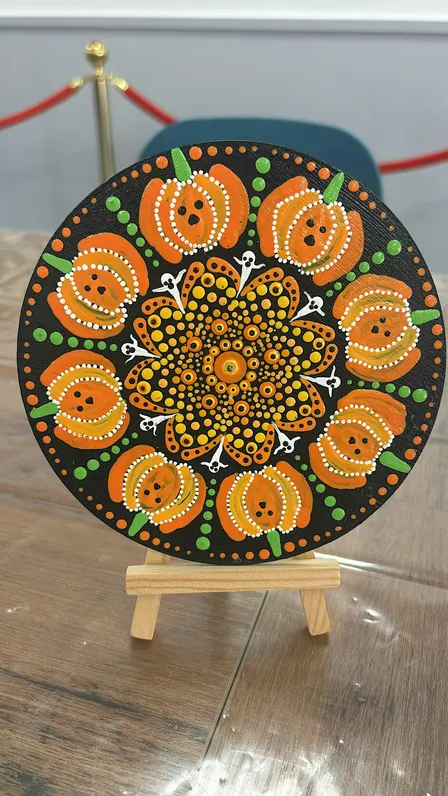 Halloween Mandala Painting on Wood | Beginner-Friendly | Lewisville