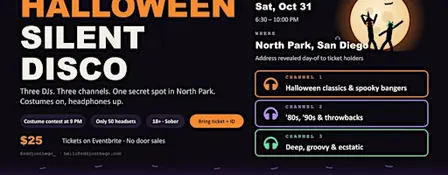 Halloween Silent Disco: Secret Location Pop-Up · North Park, San Diego