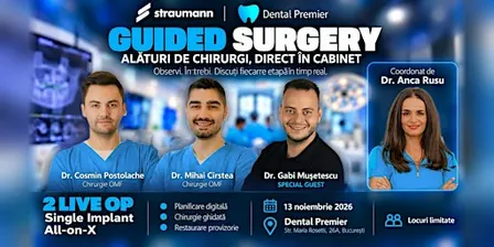 Curs de chirurgie ghidată live: Single Implant și All-on-X, 13 nov. 2026